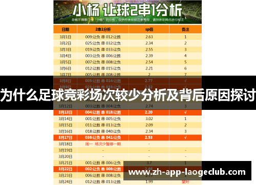 为什么足球竞彩场次较少分析及背后原因探讨 为什么足球竞彩场次较少分析及背后原因探讨