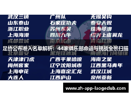足协公布准入名单解析:44家俱乐部命运与挑战全景扫描 足协公布准入名单解析:44家俱乐部命运与挑战全景扫描